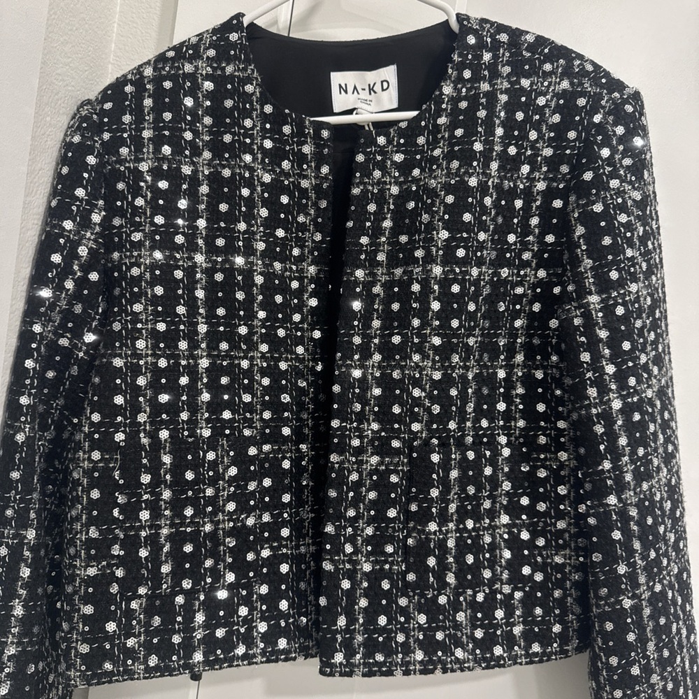 Othr Black and White Blazer Tweed Style